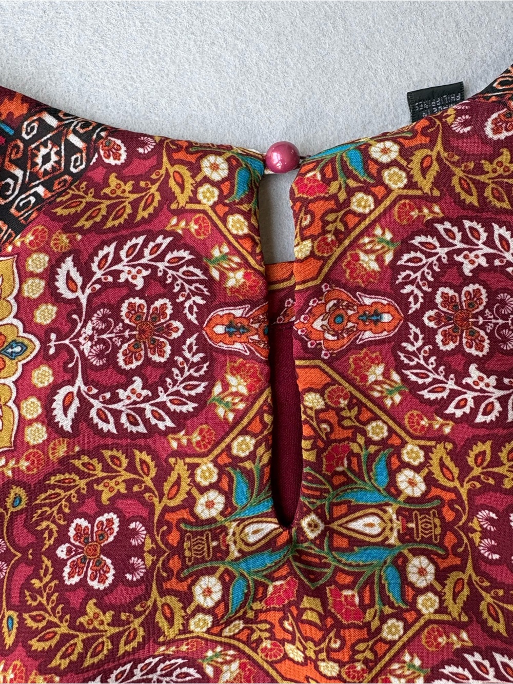 Boho Chic Mosaic Print Sleeveless Mini Dress - Red Multi by&by sz M - Picture 10 of 10